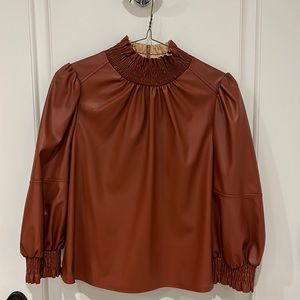 New I.N.C. Mock Neck Top, Rust. Small